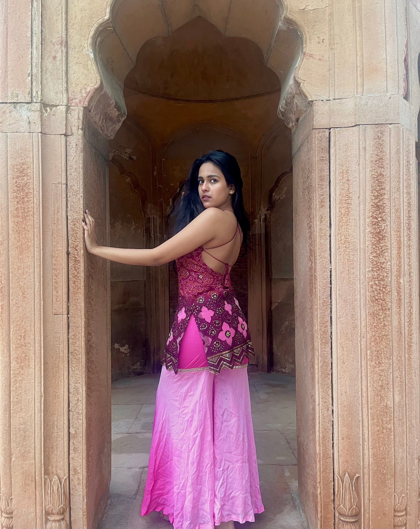 Pink-maroon ombré set