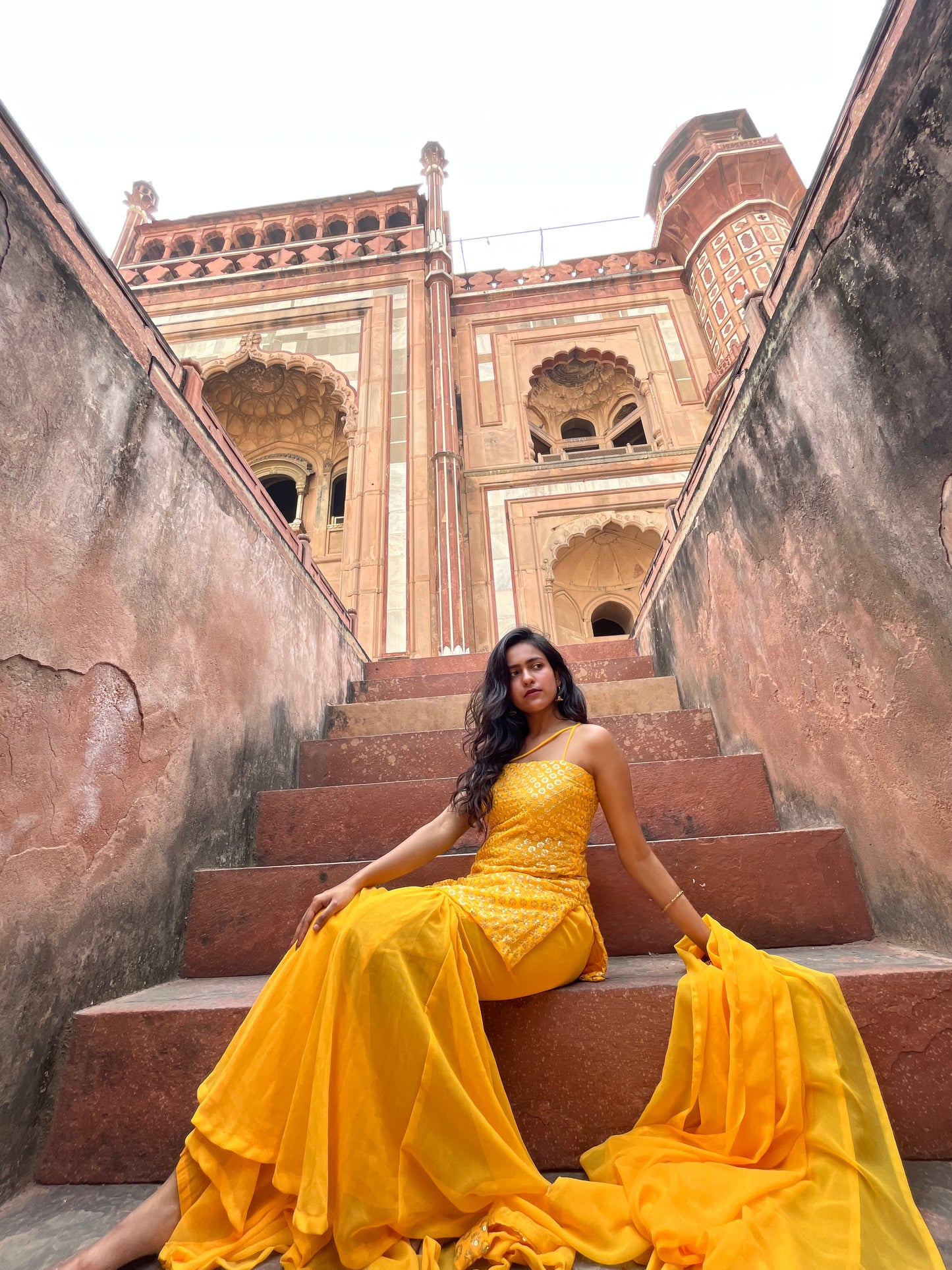 Yellow sharara set
