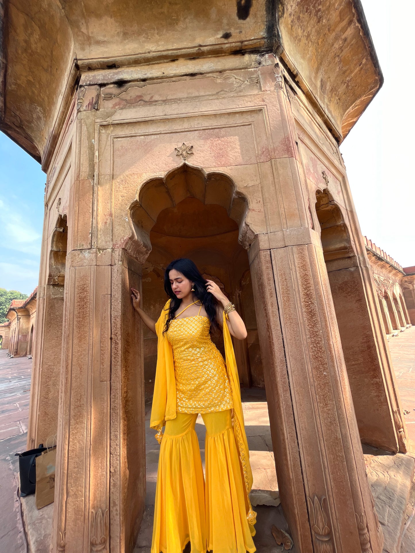 Yellow sharara set