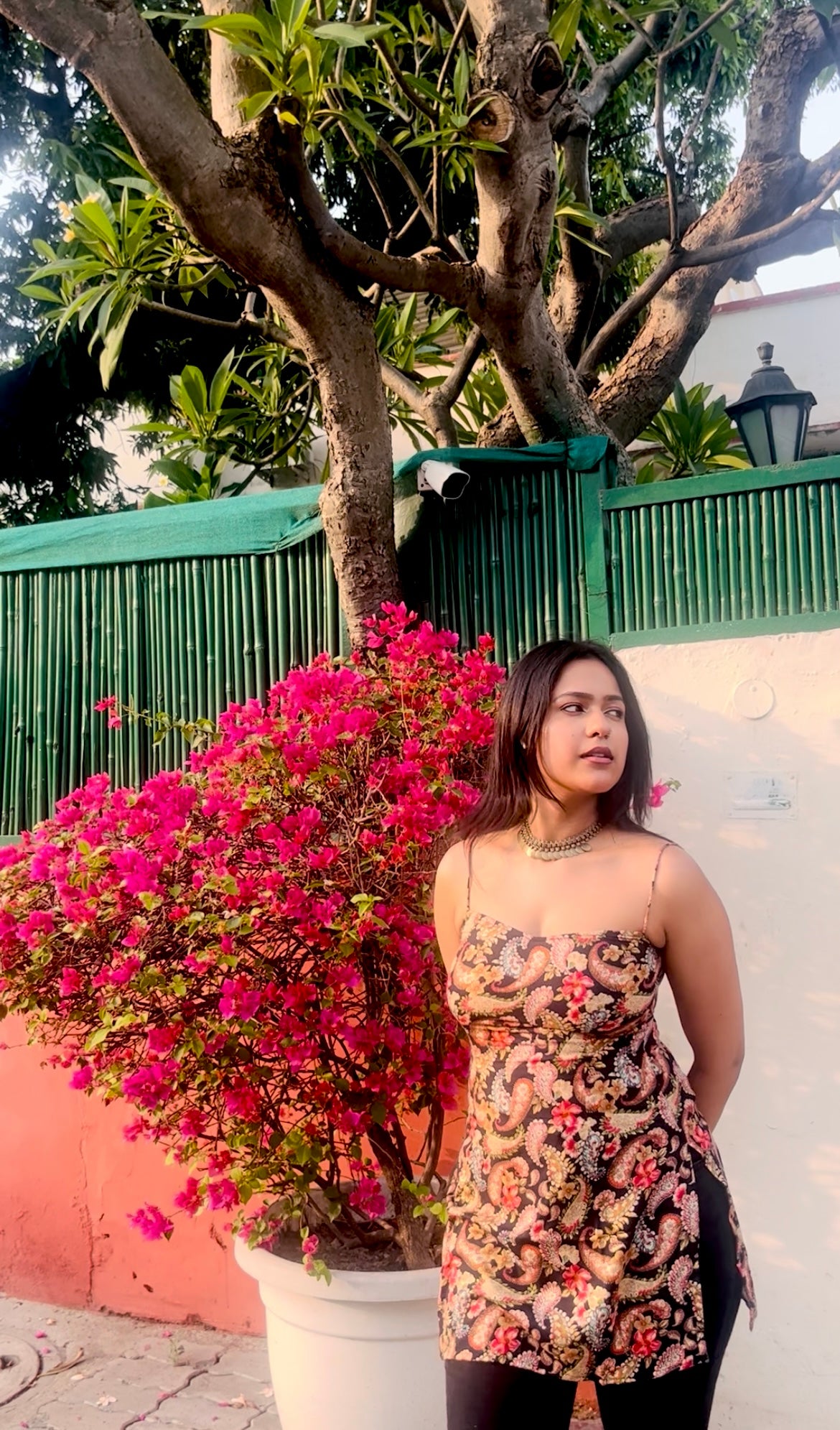 Black floral backless kurti