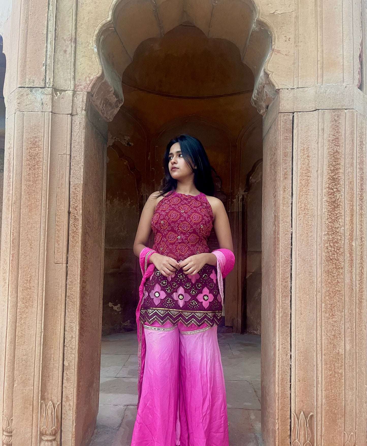 Pink-maroon ombré set