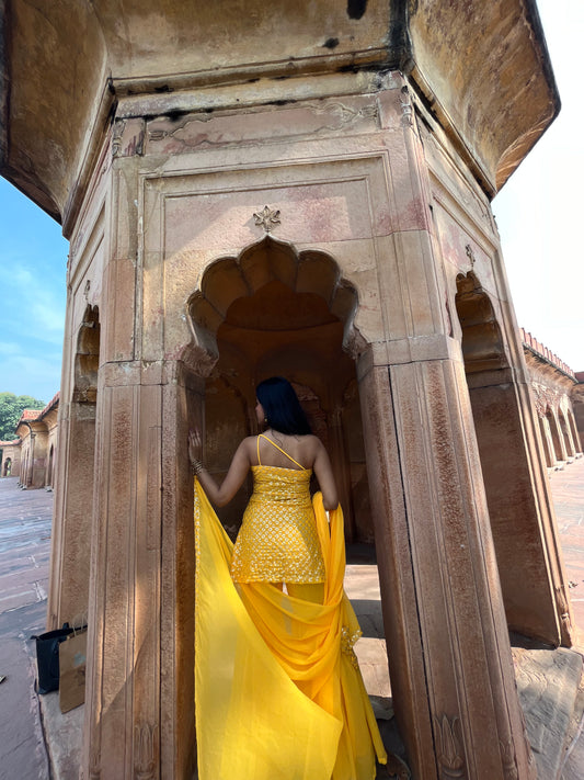 Yellow sharara set