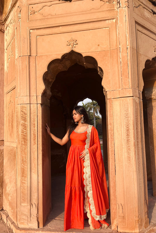 Orange Anarkali + dupatta