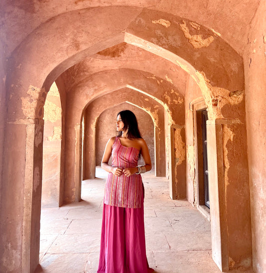Pink one shoulder set