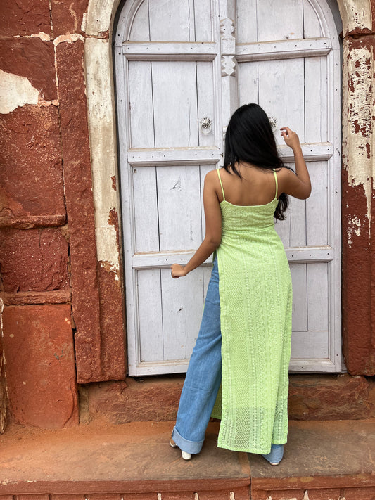 Green chikankari kurti