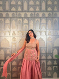 Peach cut out sharara set