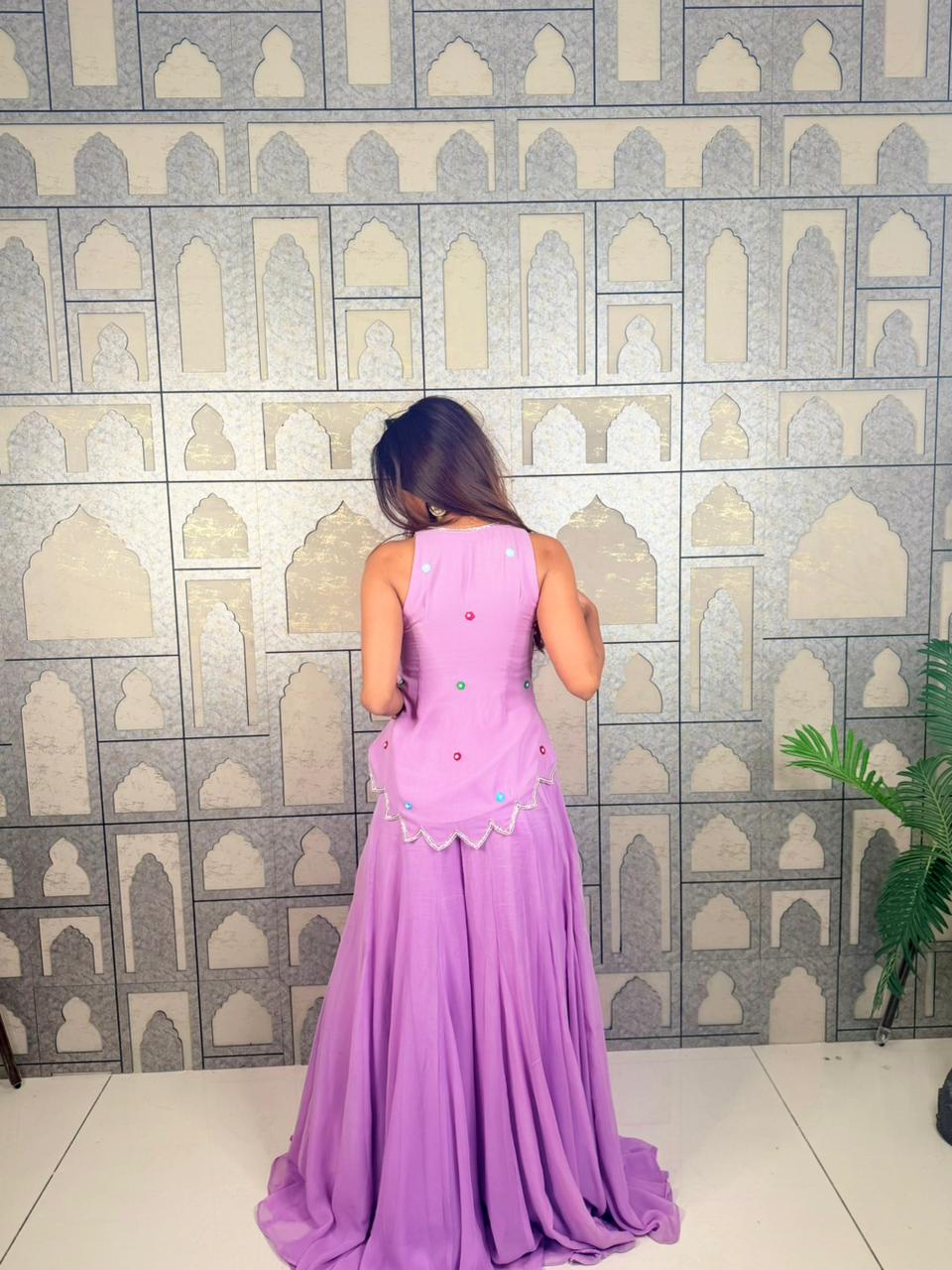 Lilac charm sharara set
