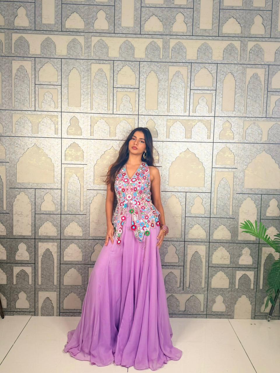Lilac charm sharara set