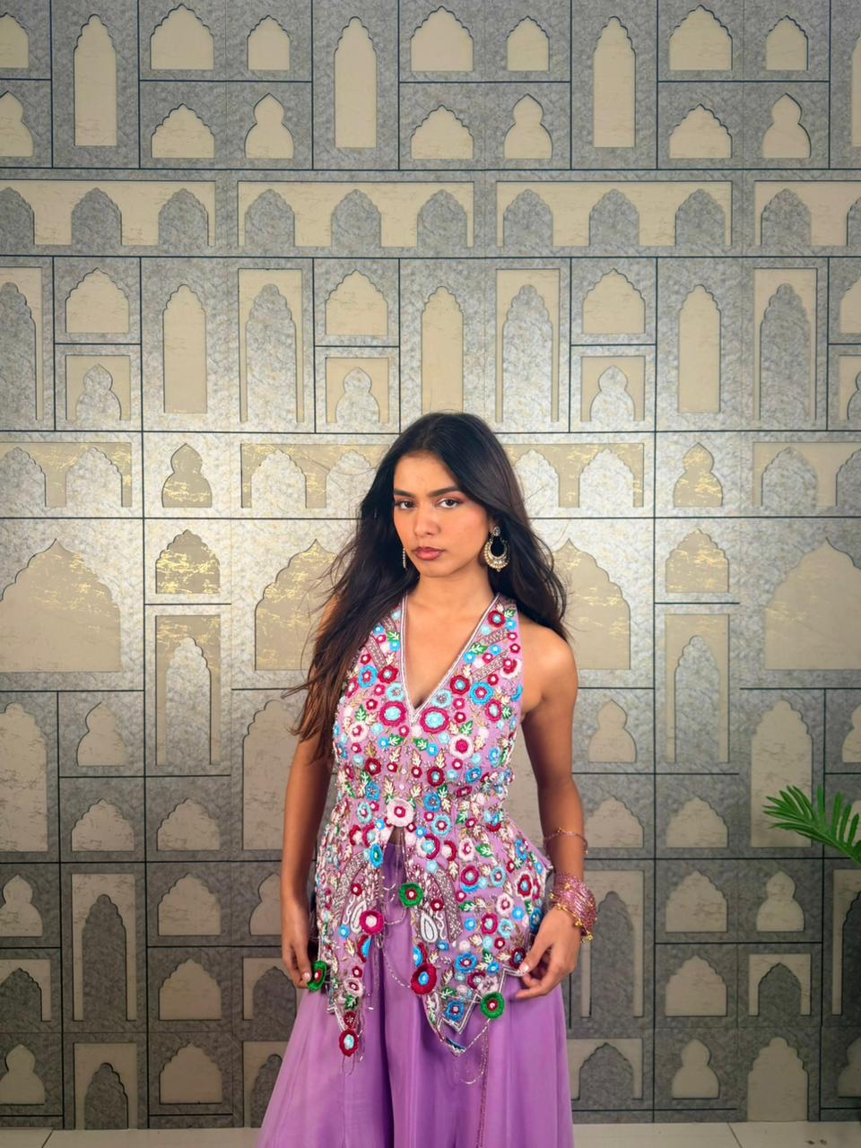 Lilac charm sharara set