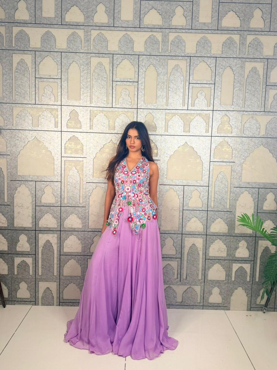 Lilac charm sharara set