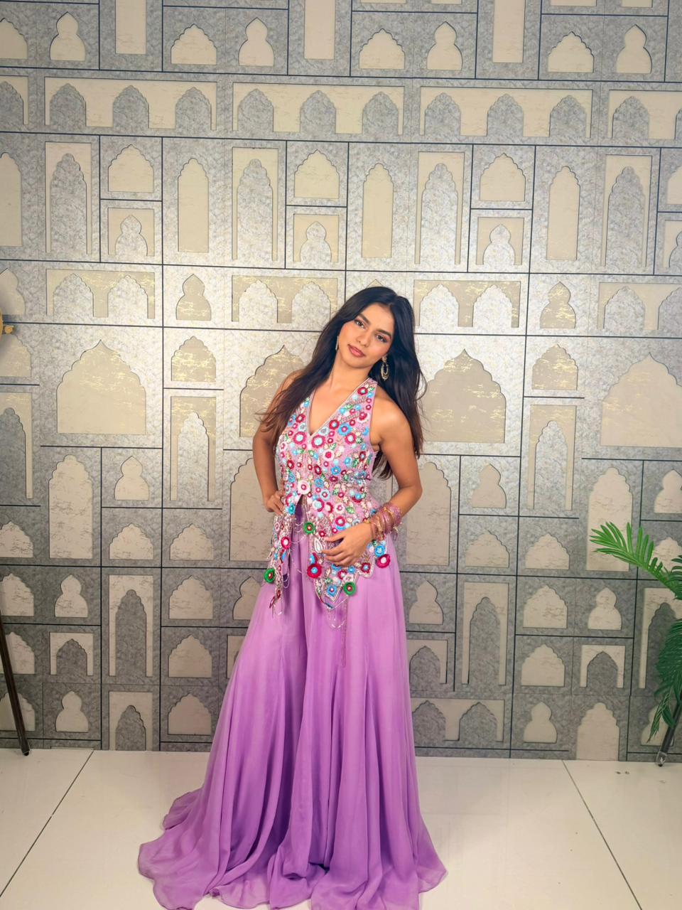 Lilac charm sharara set