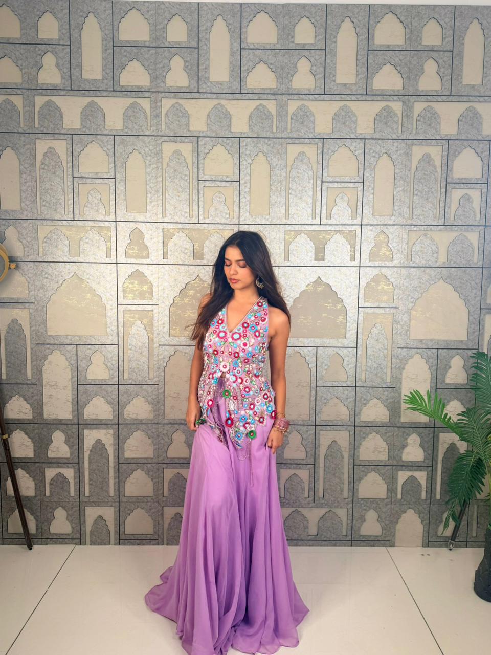 Lilac charm sharara set
