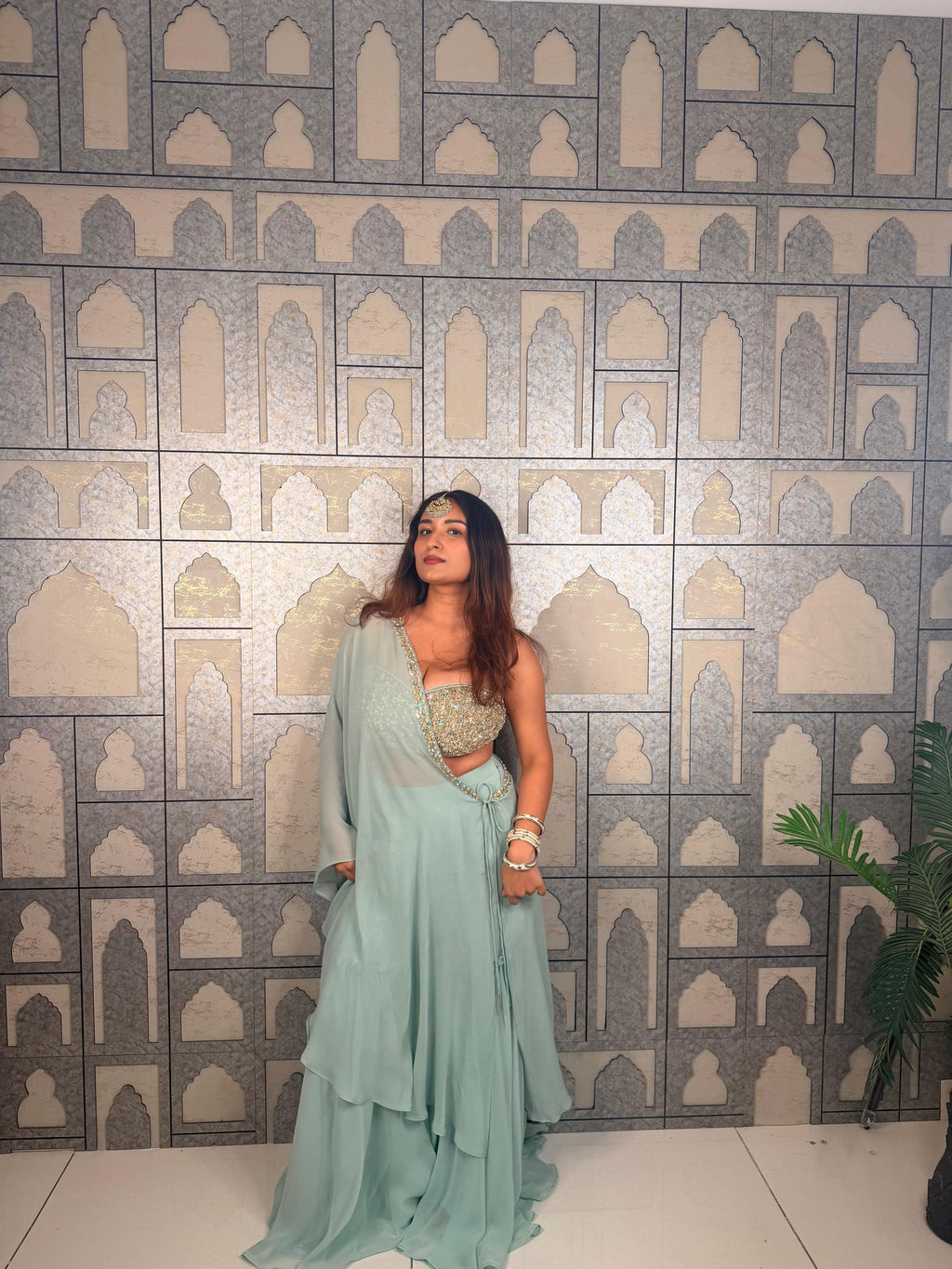 Minty sharara shrug set