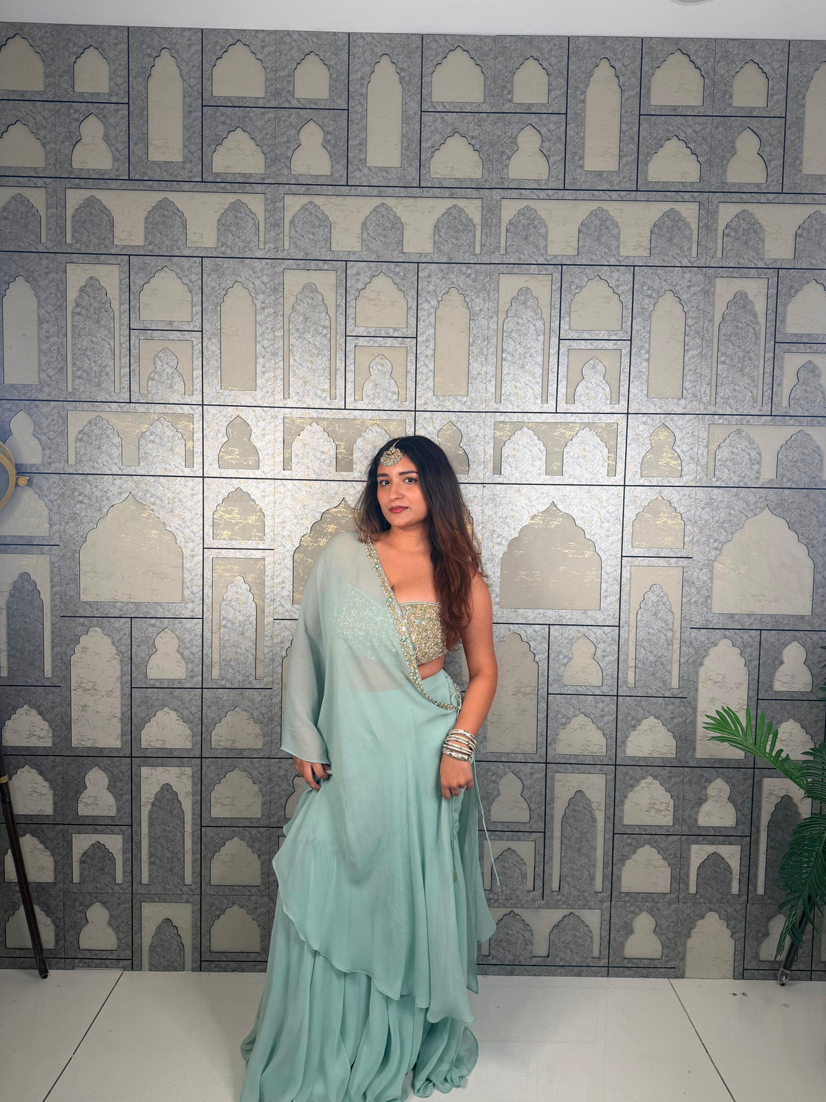 Minty sharara shrug set