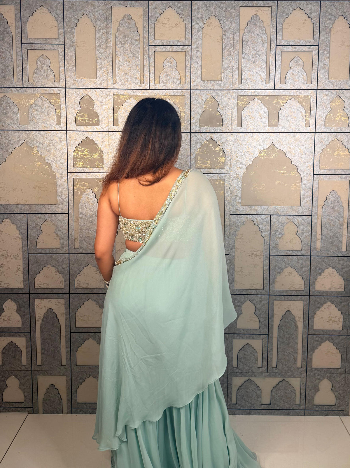Minty sharara shrug set