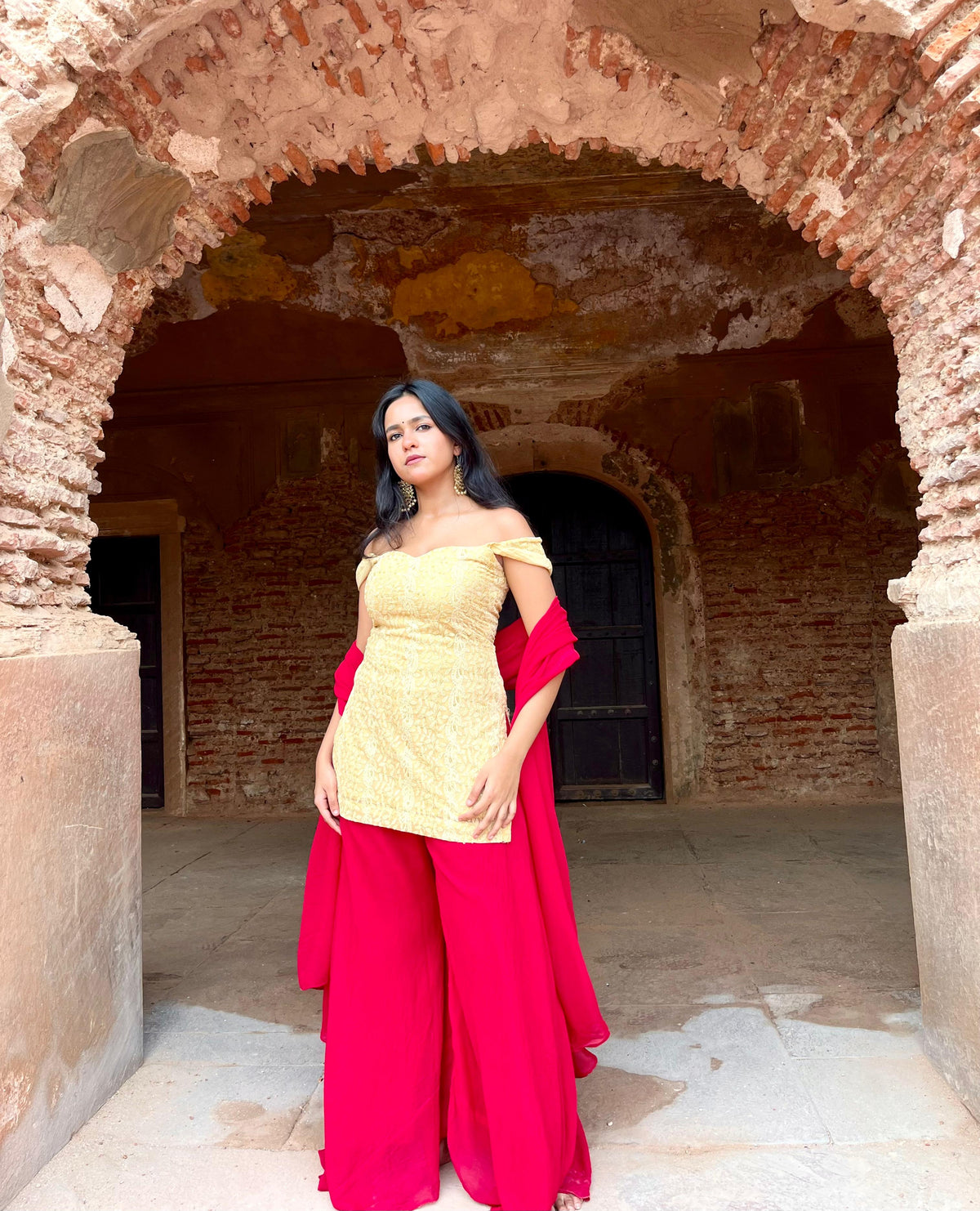 Mustard sharara set
