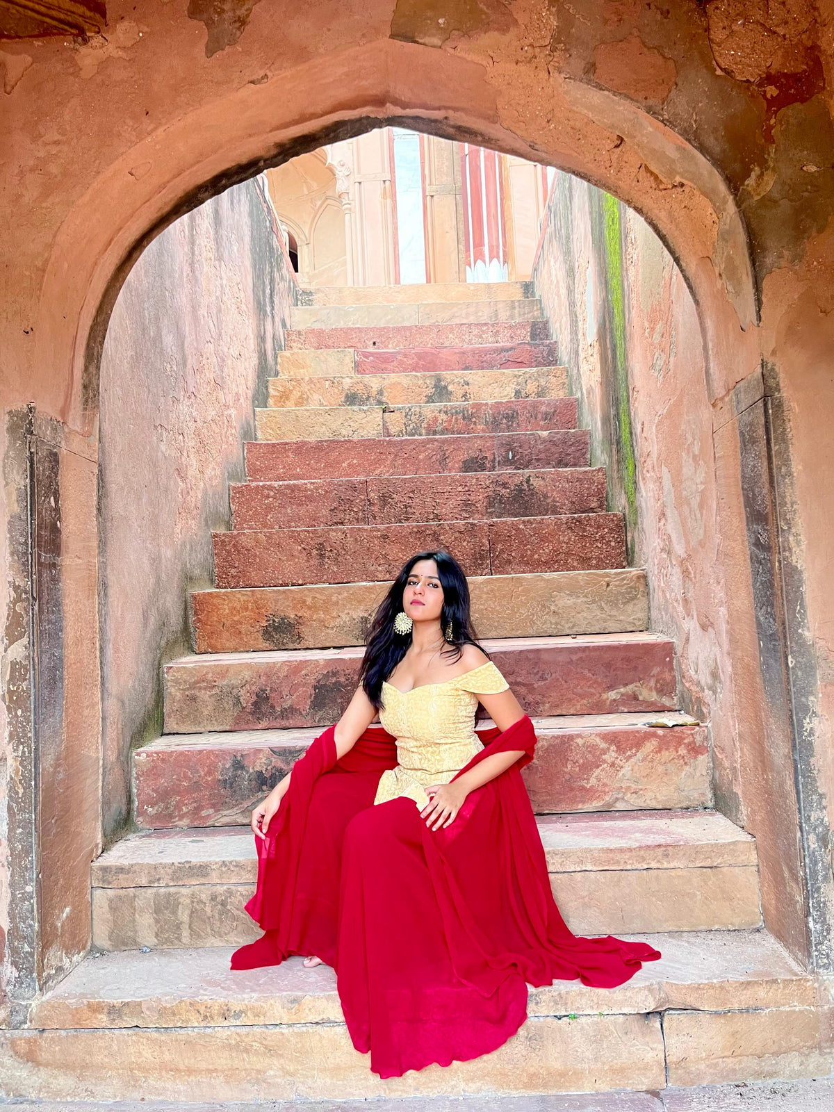 Mustard sharara set