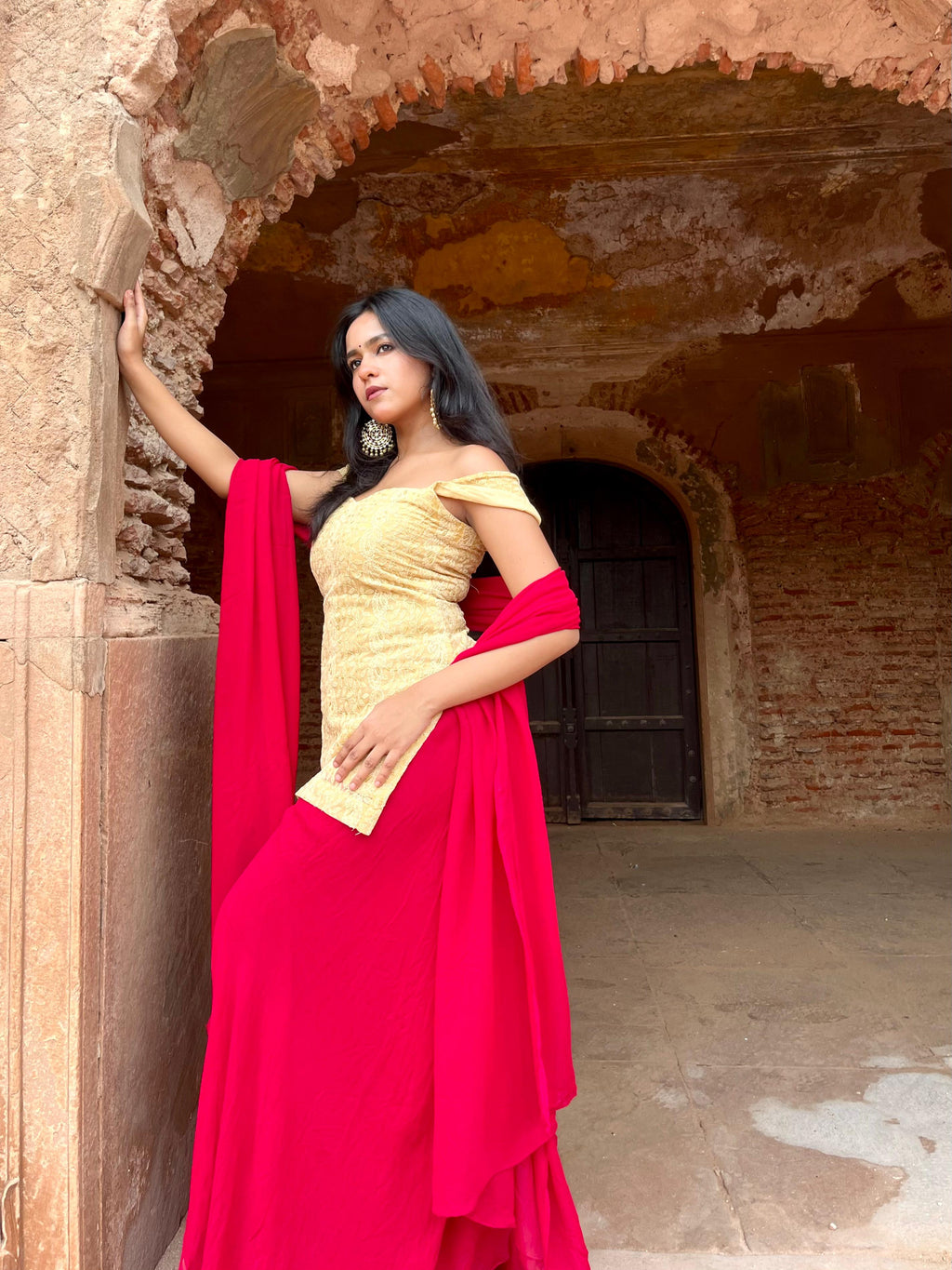 Mustard sharara set