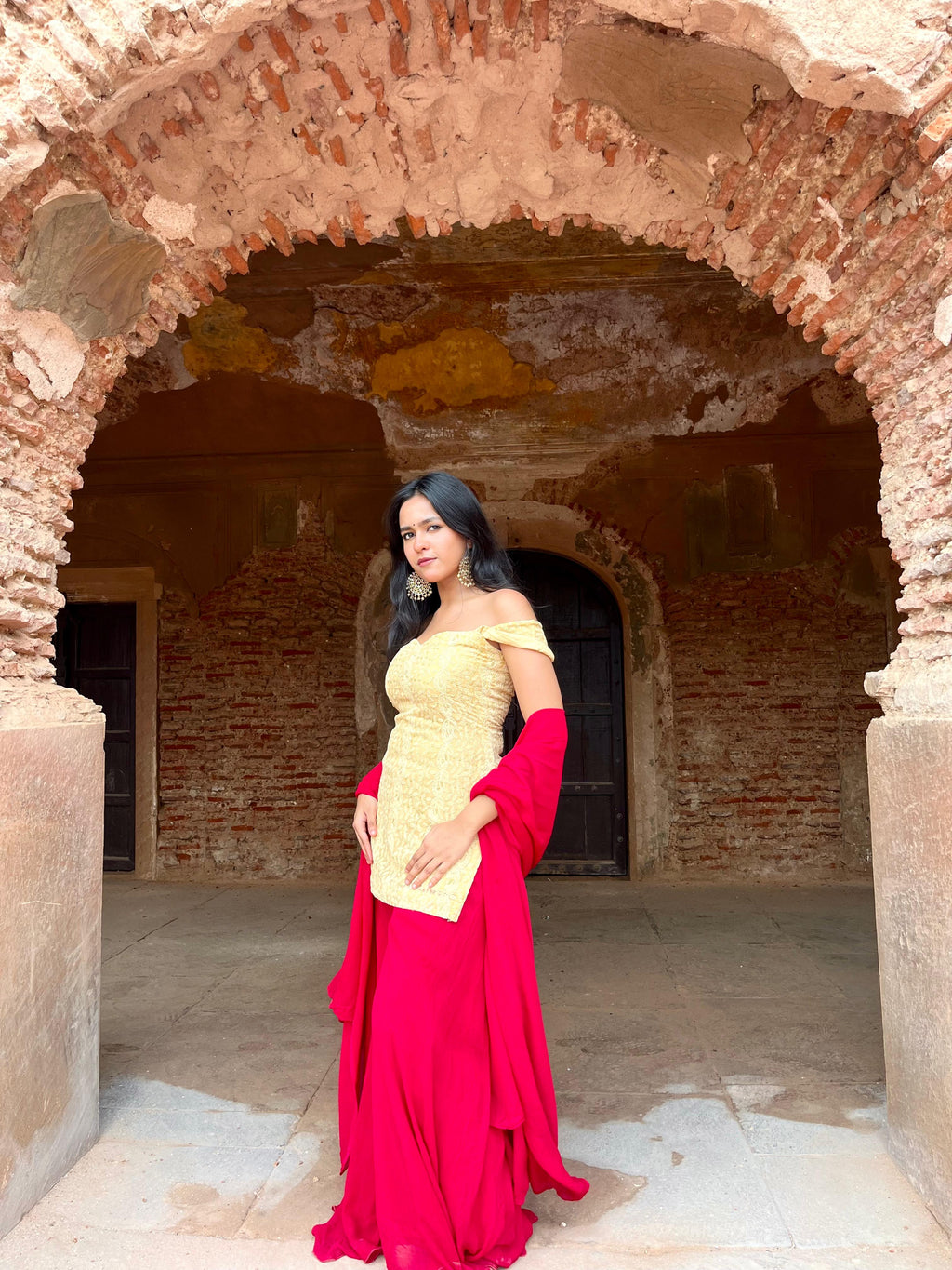 Mustard sharara set