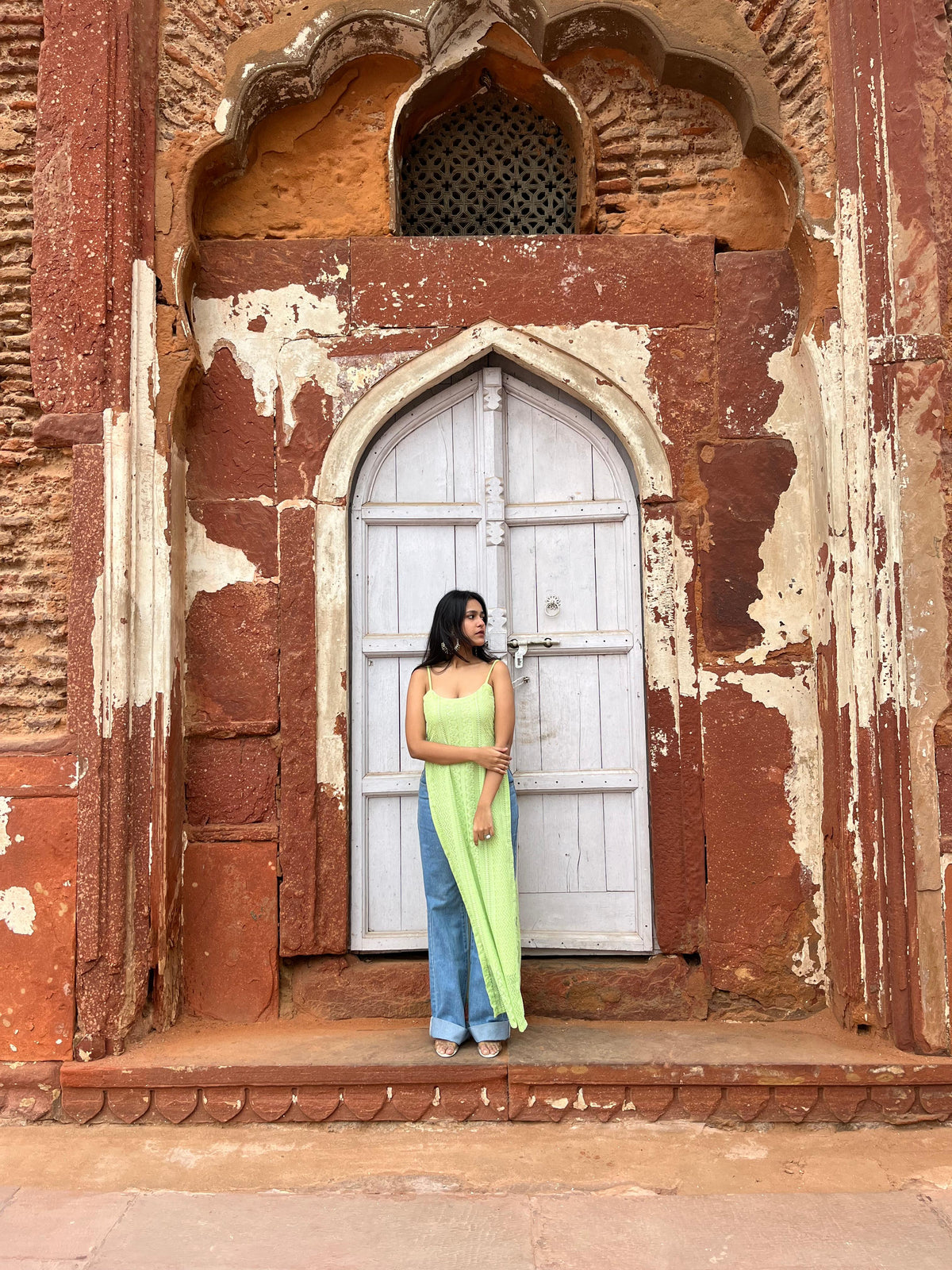 Green chikankari kurti