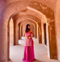 Pink one shoulder sharara set